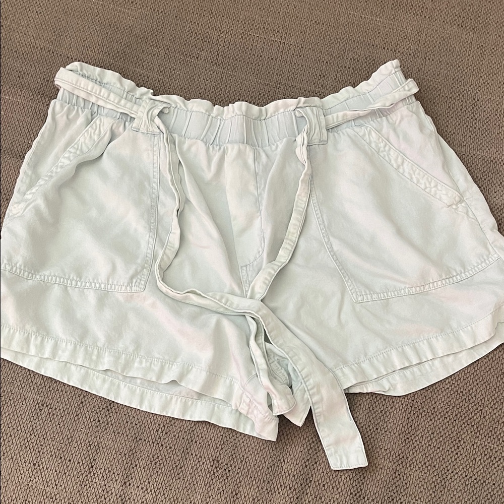 Time and Tru Light Mint Tie-Waist High Rise Shorts